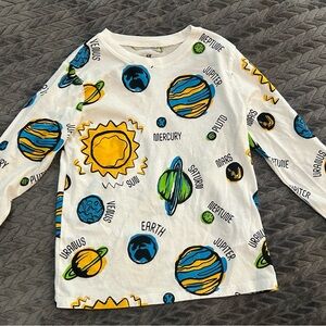 NWOT H&M Space Adventure Long Sleeve Tee - White, Blue, Yellow